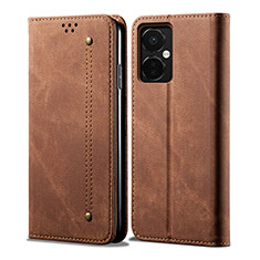 Coque Clapet Portefeuille Livre Tissu pour OnePlus Nord N30 5G Marron