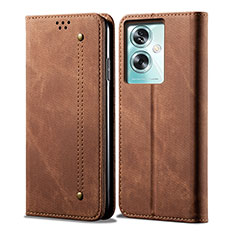 Coque Clapet Portefeuille Livre Tissu pour Oppo A2 5G Marron