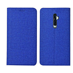 Coque Clapet Portefeuille Livre Tissu pour Oppo Reno2 Z Bleu