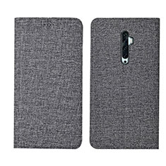 Coque Clapet Portefeuille Livre Tissu pour Oppo Reno2 Z Gris