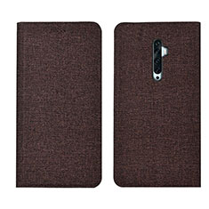 Coque Clapet Portefeuille Livre Tissu pour Oppo Reno2 Z Marron