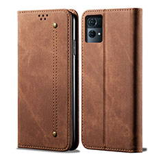 Coque Clapet Portefeuille Livre Tissu pour Oppo Reno7 Pro 5G Marron