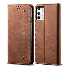 Coque Clapet Portefeuille Livre Tissu pour Realme GT 5G Marron