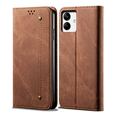 Coque Clapet Portefeuille Livre Tissu pour Samsung Galaxy A04 4G Marron