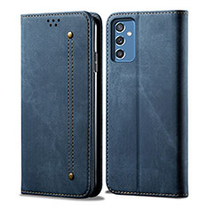 Coque Clapet Portefeuille Livre Tissu pour Samsung Galaxy A13 5G Bleu