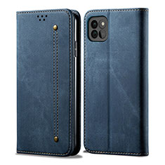 Coque Clapet Portefeuille Livre Tissu pour Samsung Galaxy A22s 5G Bleu