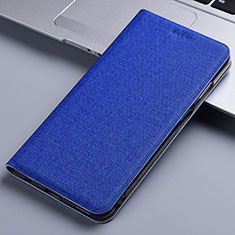 Coque Clapet Portefeuille Livre Tissu pour Samsung Galaxy Note 10 Lite Bleu