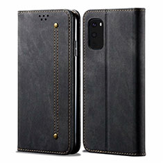 Coque Clapet Portefeuille Livre Tissu pour Samsung Galaxy S20 FE 4G Noir