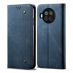 Coque Clapet Portefeuille Livre Tissu pour Xiaomi Mi 10i 5G Bleu