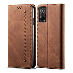 Coque Clapet Portefeuille Livre Tissu pour Xiaomi Mi 11T 5G Marron