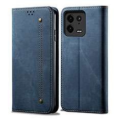 Coque Clapet Portefeuille Livre Tissu pour Xiaomi Mi 13 Pro 5G Bleu