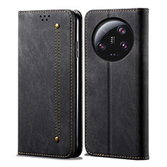 Coque Clapet Portefeuille Livre Tissu pour Xiaomi Mi 13 Ultra 5G Noir