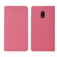 Coque Clapet Portefeuille Livre Tissu pour Xiaomi Redmi 8A Rose