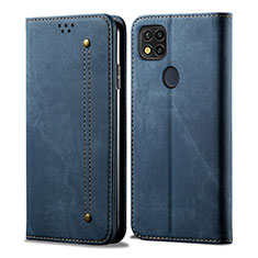 Coque Clapet Portefeuille Livre Tissu pour Xiaomi Redmi 9 India Bleu