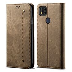 Coque Clapet Portefeuille Livre Tissu pour Xiaomi Redmi 9 India Kaki