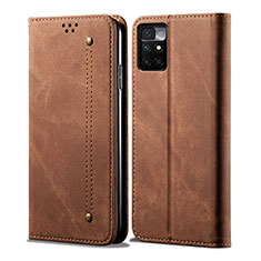 Coque Clapet Portefeuille Livre Tissu pour Xiaomi Redmi Note 11 4G (2021) Marron