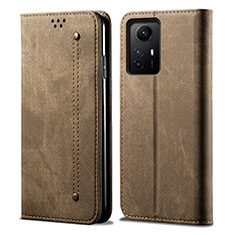 Coque Clapet Portefeuille Livre Tissu pour Xiaomi Redmi Note 12S Kaki