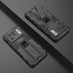 Coque Contour Silicone et Plastique Housse Etui Mat avec Aimant Magnetique Support A01 pour Xiaomi Mi 11 Ultra 5G Noir