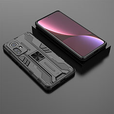 Coque Contour Silicone et Plastique Housse Etui Mat avec Aimant Magnetique Support A01 pour Xiaomi Mi 12S 5G Noir