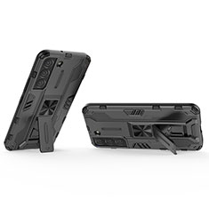 Coque Contour Silicone et Plastique Housse Etui Mat avec Aimant Magnetique Support A02 pour Samsung Galaxy S21 5G Noir