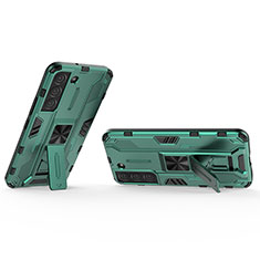 Coque Contour Silicone et Plastique Housse Etui Mat avec Aimant Magnetique Support A02 pour Samsung Galaxy S21 FE 5G Vert