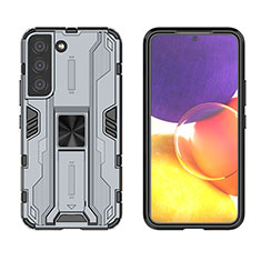 Coque Contour Silicone et Plastique Housse Etui Mat avec Aimant Magnetique Support A03 pour Samsung Galaxy S21 Plus 5G Gris