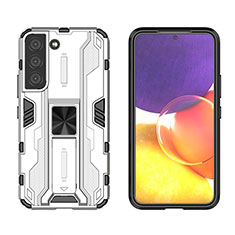 Coque Contour Silicone et Plastique Housse Etui Mat avec Aimant Magnetique Support A03 pour Samsung Galaxy S22 Plus 5G Blanc