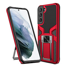 Coque Contour Silicone et Plastique Housse Etui Mat avec Aimant Magnetique Support A05 pour Samsung Galaxy S21 Plus 5G Rouge