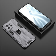 Coque Contour Silicone et Plastique Housse Etui Mat avec Aimant Magnetique Support H03 pour Xiaomi Mi 11 5G Gris