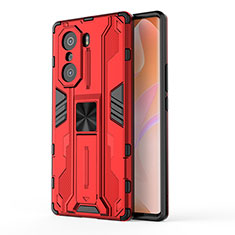 Coque Contour Silicone et Plastique Housse Etui Mat avec Aimant Magnetique Support KC1 pour Huawei Honor 60 Pro 5G Rouge