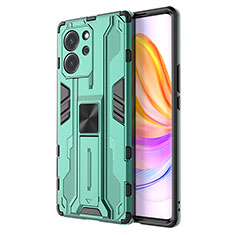 Coque Contour Silicone et Plastique Housse Etui Mat avec Aimant Magnetique Support KC1 pour Huawei Honor 80 SE 5G Vert