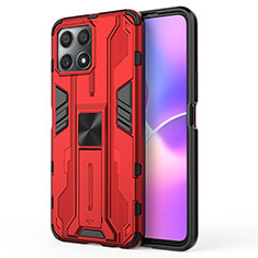 Coque Contour Silicone et Plastique Housse Etui Mat avec Aimant Magnetique Support KC1 pour Huawei Honor X30i Rouge