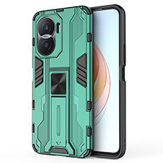 Coque Contour Silicone et Plastique Housse Etui Mat avec Aimant Magnetique Support KC1 pour Huawei Honor X40i 5G Vert