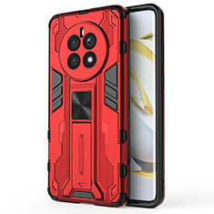 Coque Contour Silicone et Plastique Housse Etui Mat avec Aimant Magnetique Support KC1 pour Huawei Mate 50 Rouge