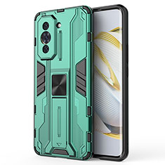 Coque Contour Silicone et Plastique Housse Etui Mat avec Aimant Magnetique Support KC1 pour Huawei Nova 10 Pro Vert