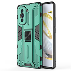 Coque Contour Silicone et Plastique Housse Etui Mat avec Aimant Magnetique Support KC1 pour Huawei Nova 10 Vert