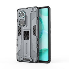 Coque Contour Silicone et Plastique Housse Etui Mat avec Aimant Magnetique Support KC1 pour Huawei Nova 9 Pro Gris