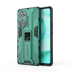 Coque Contour Silicone et Plastique Housse Etui Mat avec Aimant Magnetique Support KC1 pour Huawei Nova 9 Pro Vert