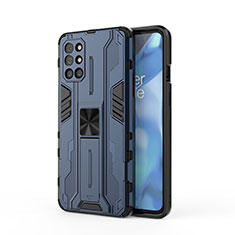 Coque Contour Silicone et Plastique Housse Etui Mat avec Aimant Magnetique Support KC1 pour OnePlus 9R 5G Bleu