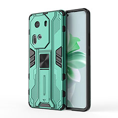 Coque Contour Silicone et Plastique Housse Etui Mat avec Aimant Magnetique Support KC1 pour Oppo Reno11 5G Vert