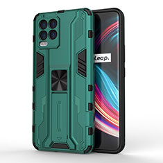 Coque Contour Silicone et Plastique Housse Etui Mat avec Aimant Magnetique Support KC1 pour Realme 8 4G Vert