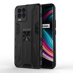 Coque Contour Silicone et Plastique Housse Etui Mat avec Aimant Magnetique Support KC1 pour Realme 8 Pro Noir