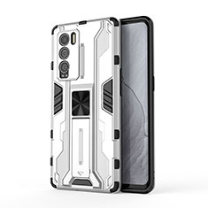 Coque Contour Silicone et Plastique Housse Etui Mat avec Aimant Magnetique Support KC1 pour Realme GT Master Explorer 5G Argent