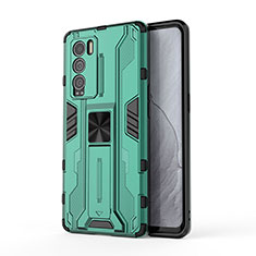 Coque Contour Silicone et Plastique Housse Etui Mat avec Aimant Magnetique Support KC1 pour Realme GT Master Explorer 5G Vert