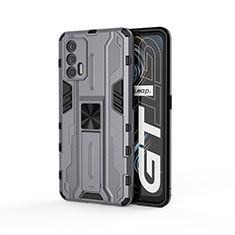 Coque Contour Silicone et Plastique Housse Etui Mat avec Aimant Magnetique Support KC1 pour Realme GT Neo 5G Gris