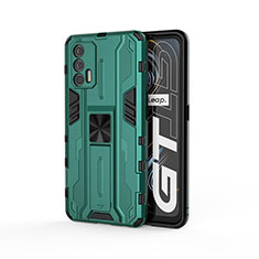 Coque Contour Silicone et Plastique Housse Etui Mat avec Aimant Magnetique Support KC1 pour Realme GT Neo 5G Vert