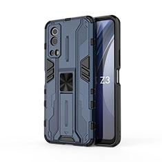 Coque Contour Silicone et Plastique Housse Etui Mat avec Aimant Magnetique Support KC1 pour Vivo Y75s 5G Bleu