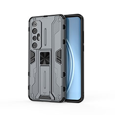 Coque Contour Silicone et Plastique Housse Etui Mat avec Aimant Magnetique Support KC1 pour Xiaomi Mi 10S 5G Gris