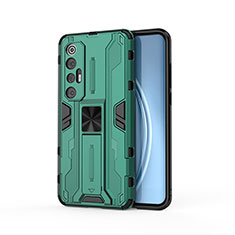 Coque Contour Silicone et Plastique Housse Etui Mat avec Aimant Magnetique Support KC1 pour Xiaomi Mi 10S 5G Vert