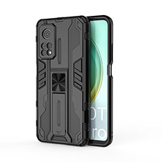 Coque Contour Silicone et Plastique Housse Etui Mat avec Aimant Magnetique Support KC1 pour Xiaomi Mi 10T 5G Noir